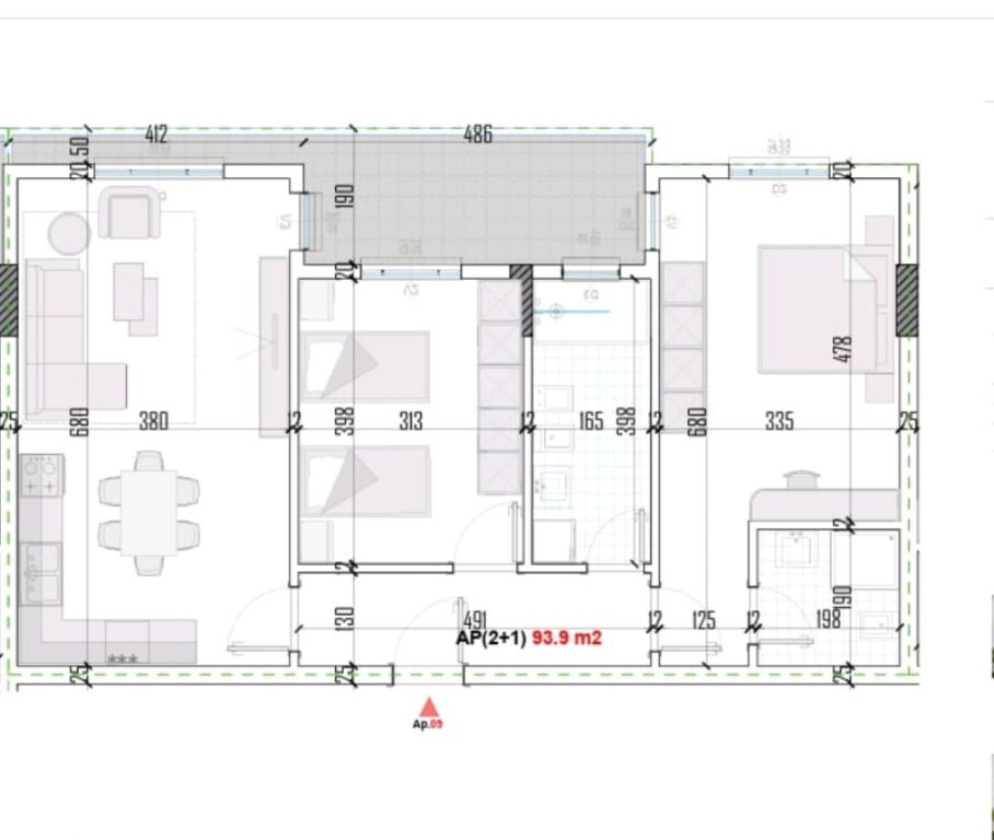 Apartament 2+1+2wc
