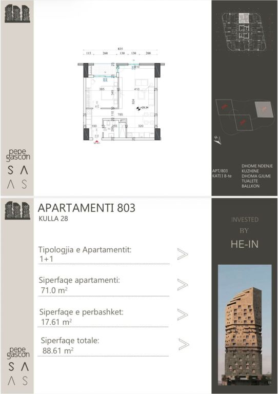 Shesim Apartament 1+1 te Shqiponja Building, Cmim okazion per pak kohe