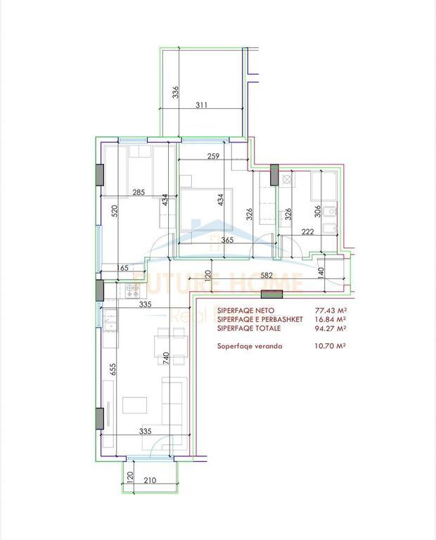 Shitet, Apartament 2+1,Kompleksi UrbanVista Tirana, Don Bosko