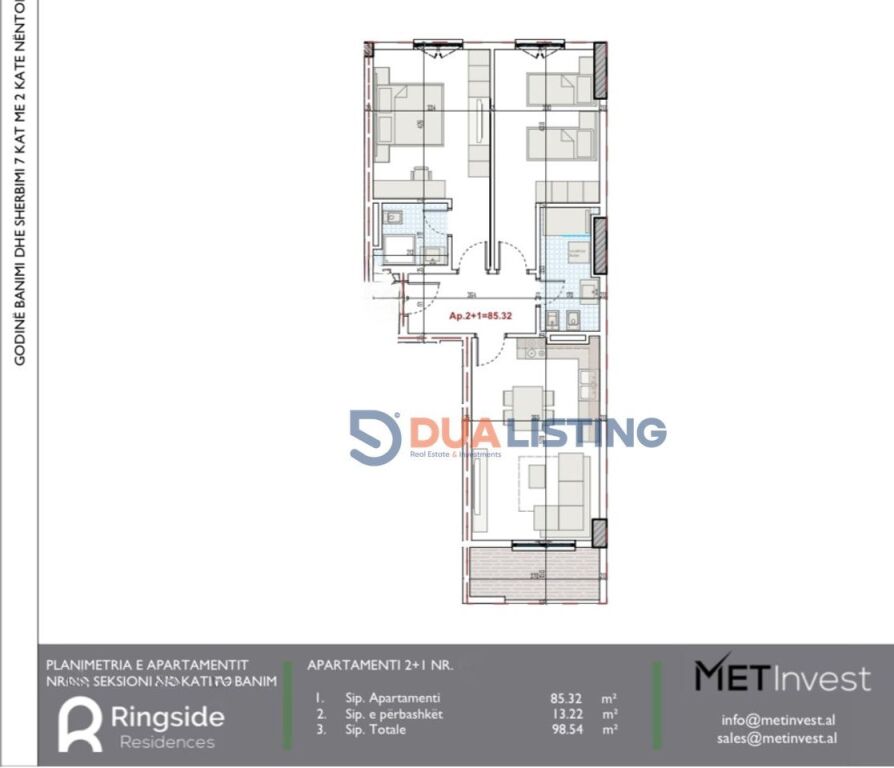 SHITET APARTAMENT 2+1 TE “RINGSIDE RESIDENCES”, PASKUQAN