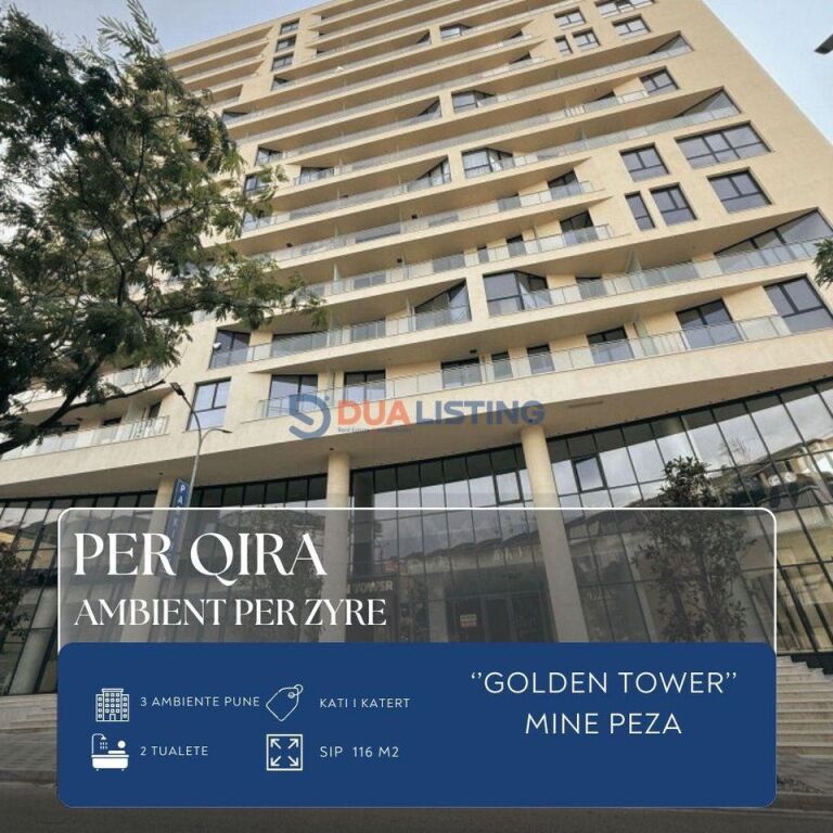 Jepet me Qira Ambient për Zyra | Golden Tower Residence – Mine Peza