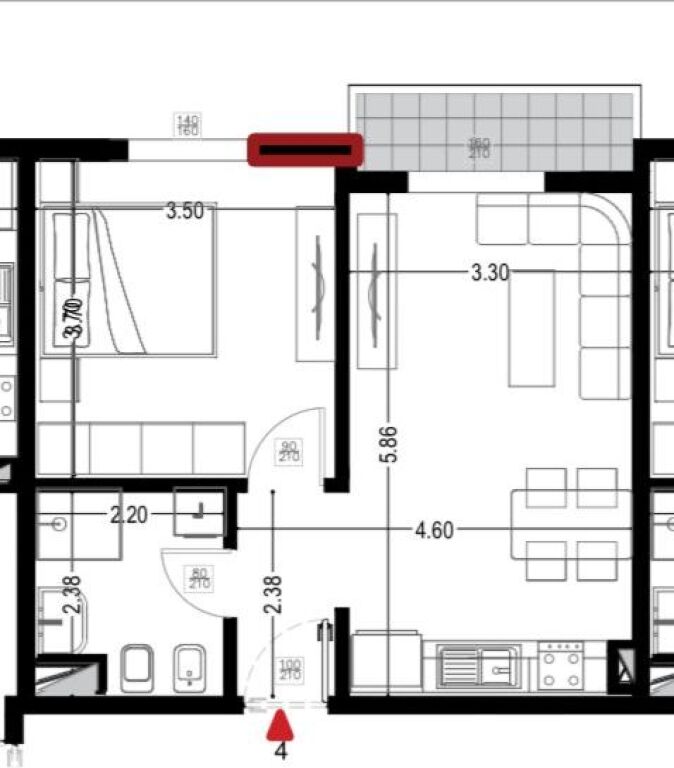 Appartamento 1+1 in vendita, Golem accanto all'Hotel Flowers (in fase di costruzione) 1250 euro per m2