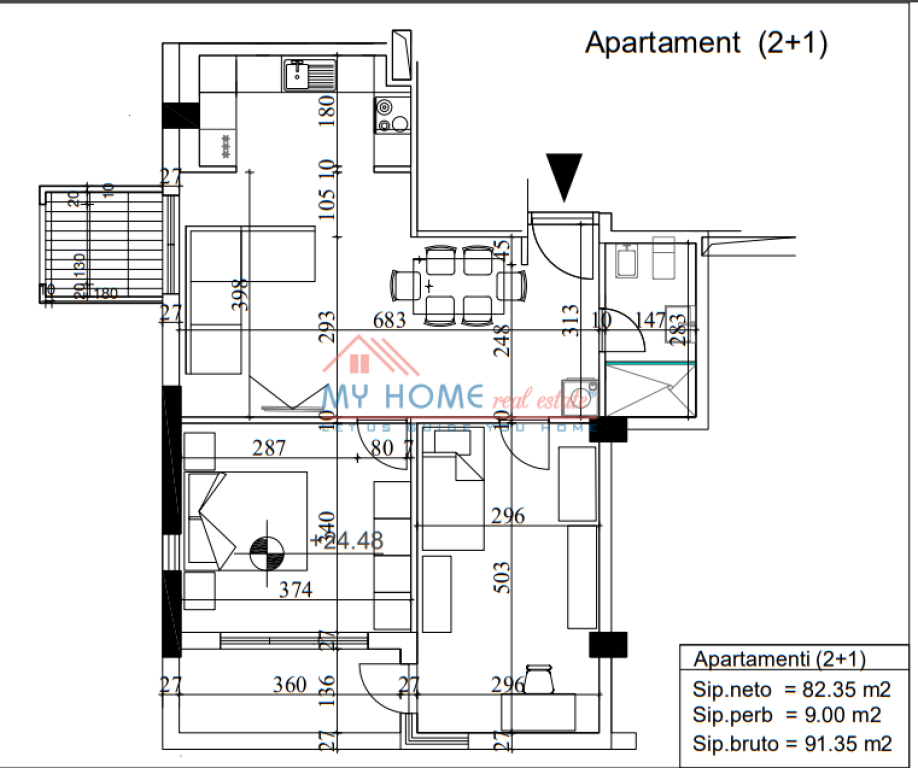 Apartament 2+1 ne shitje tek Oxhaku ne Tirane