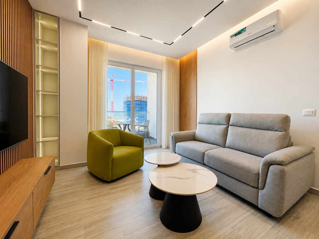 Appartamento 1+1 Arredato con Vista Mare in Vendita a Qerret, Kavajë
