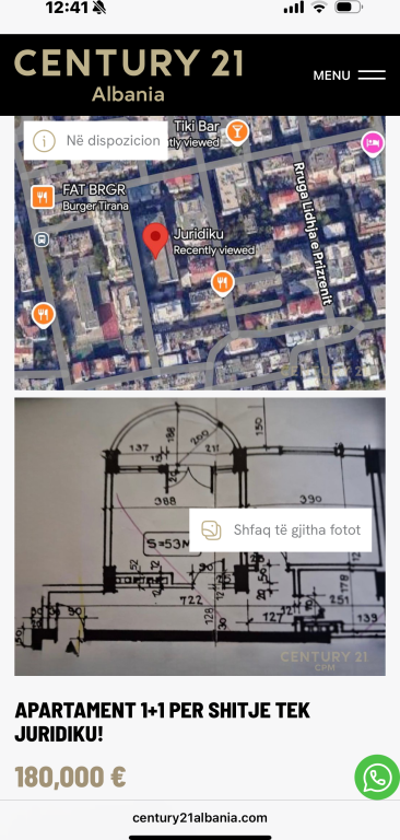 Apartament 1+1 per shitje tek Juridiku, Blloku