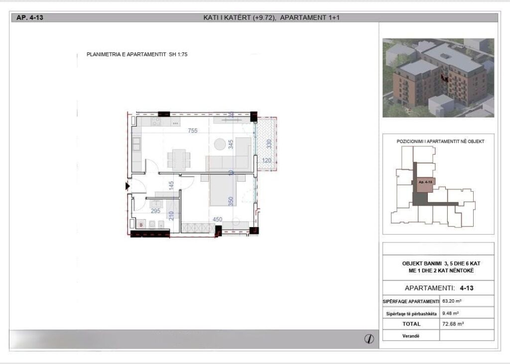 Apartament 1+1 per shitje Paskuqan