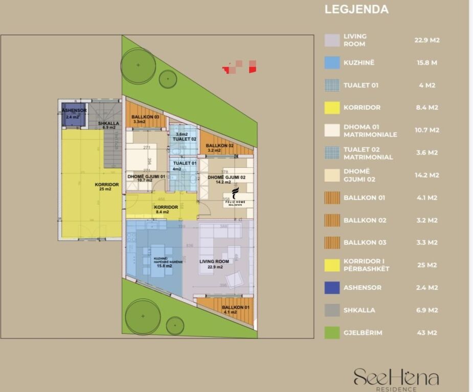 SHITET APARTAMENT 2+1 TEG 336.000 EURO FH-76012