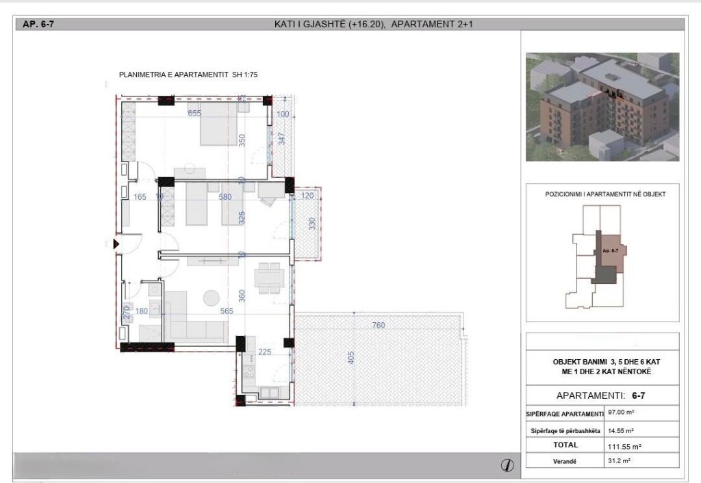 Apartament 2+1 për shitje Paskuqan