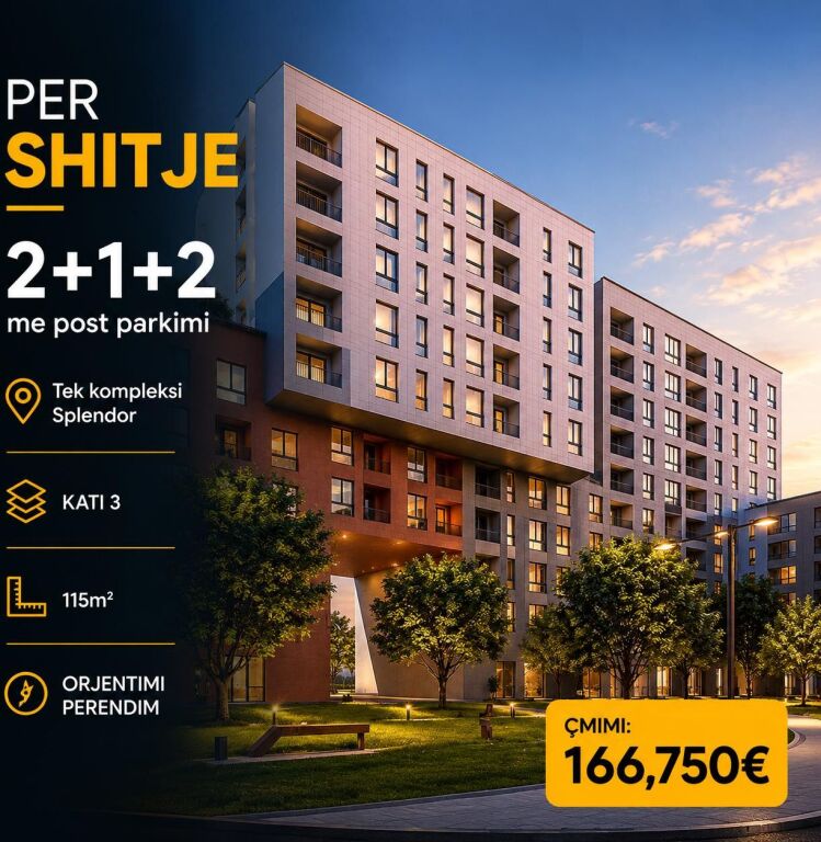 In Vendita Appartamento 2+1+2 con Posto Auto 📍 Presso il Complesso Splendor, Tirana