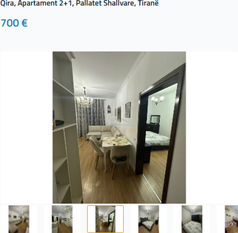 Qira, Apartament 2+1, Pallatet Shallvare, Tiranë 700 €