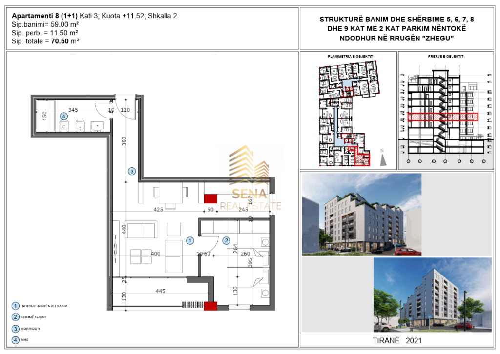 Shitet, Apartament 1+1+blk, Ali Demi – Residenca EverGreen, 108,000 Euro