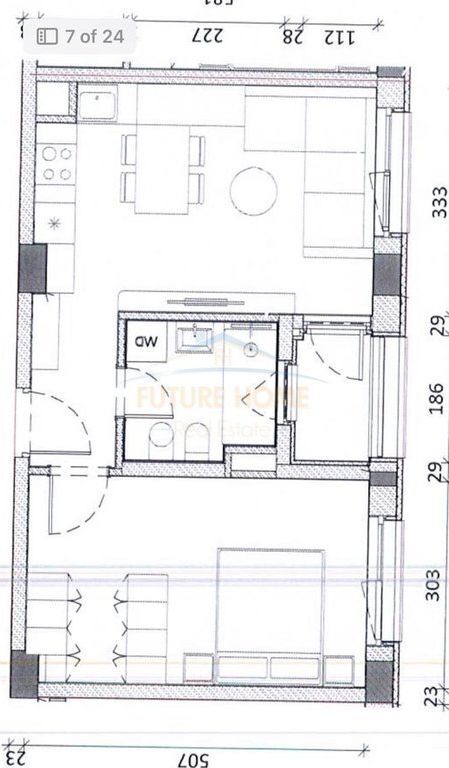 Shitet, Apartament 1+1, Tiranë.