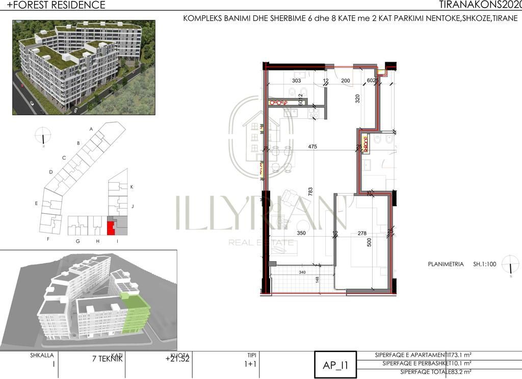 Apartment 1+1 for sale – Shkozë (Forest Residence)