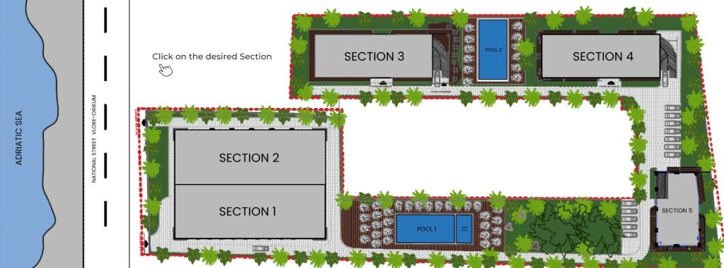 Shitet Apartament 1+1 me pamje anesore deti ne Radhime – Rexhina Palm Resort