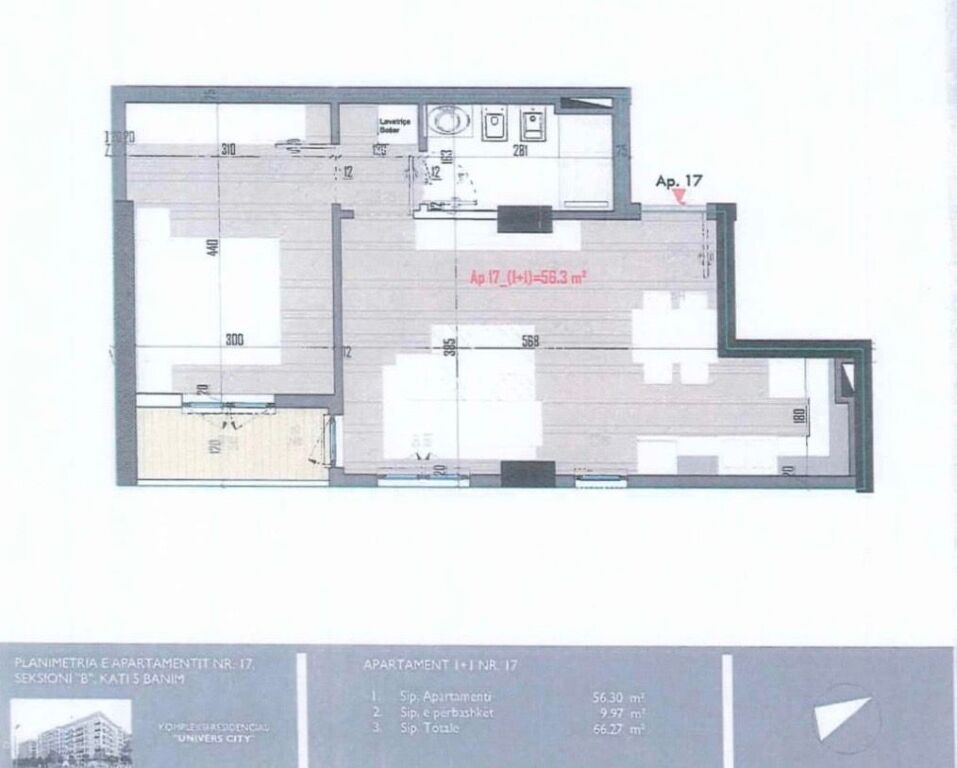 For sale 1+1+parking At Univers City 98,000€