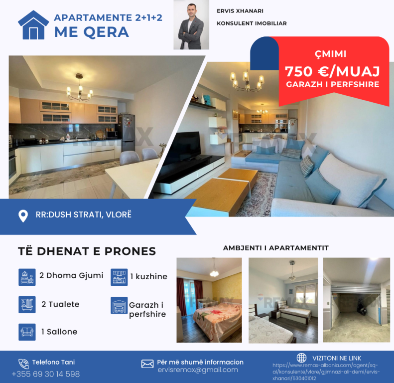 apartament me qera 2+1+2 ( plus garazh)
