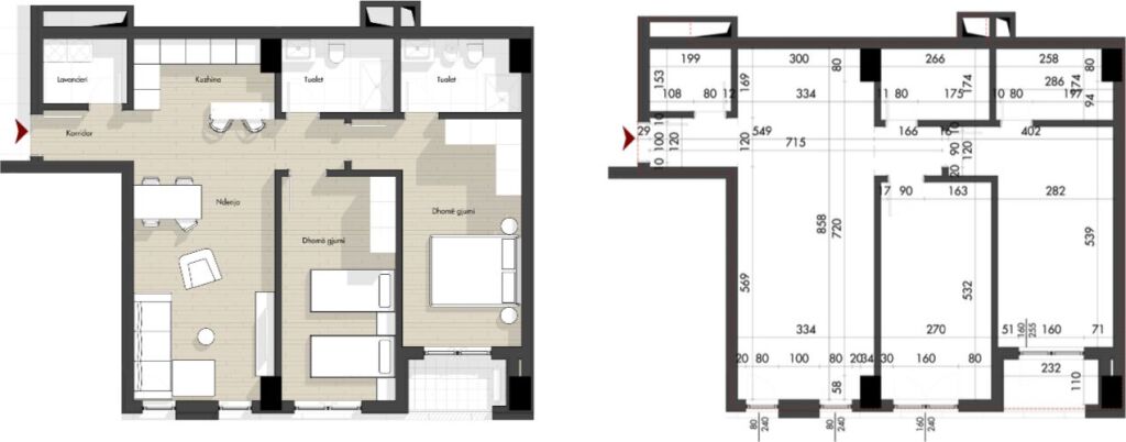Super çmim! Apartament 2+1+2 në Shitje në 📍 Porcelan,  tek Splendor Residence. 1500€/m2 = 💶 174'100€