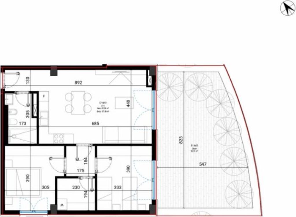 Appartamento 2+1 Square Village-Dhërmi in Vendita