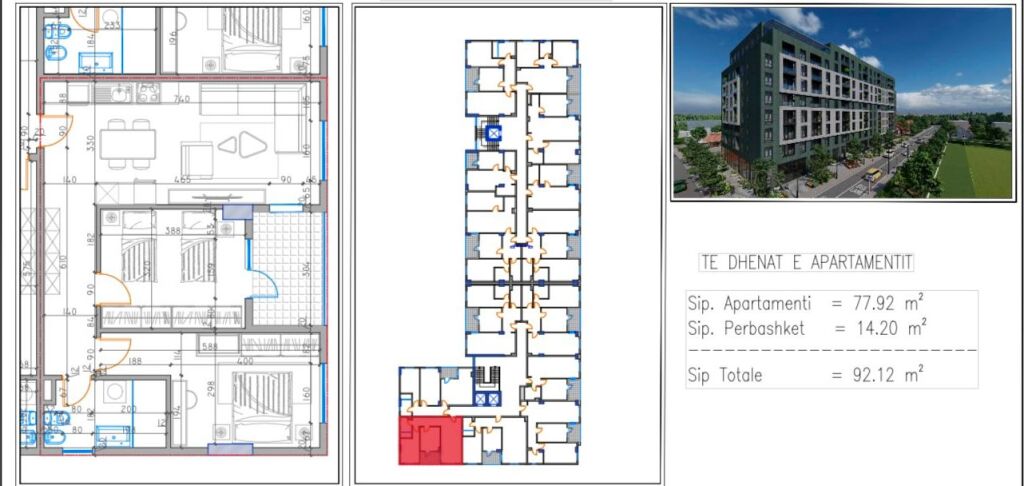 Shitet Apartamenti 2+1, Kamez prane fushave Sportive 88.000 Euro