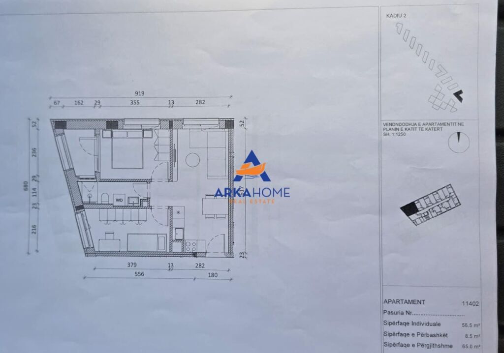 SHITET APARTAMENT 1+1+BALLKON "REZIDENCA KADIU, ALI DEM" 97500 EURO