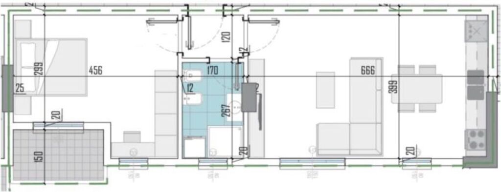 Apartment 1+1 for sale at La Viola Residence in Paskuqan.
