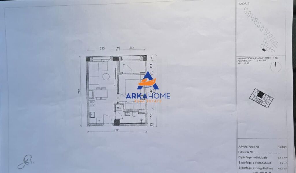 SHITET APARTAMENT 1+1+BALLKON "REZIDENCA KADIU, ALI DEM" 73650 EURO