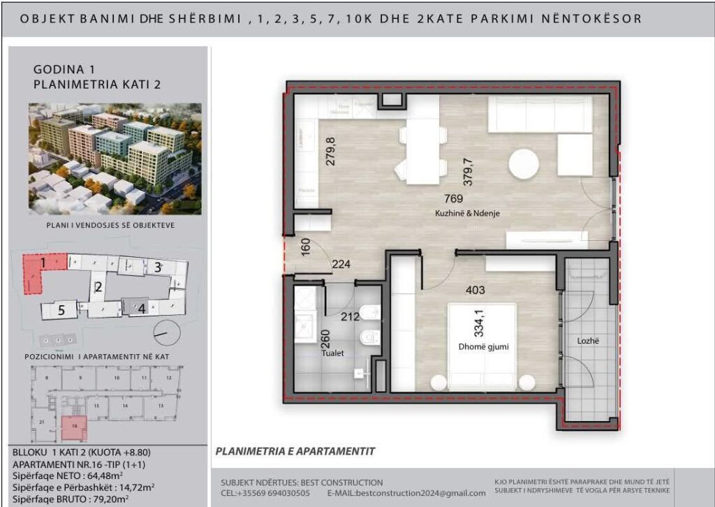FOR SALE APARTMENT 2+1 - SPLENDOR COMPLEX, PORCELAIN, TIRANA
