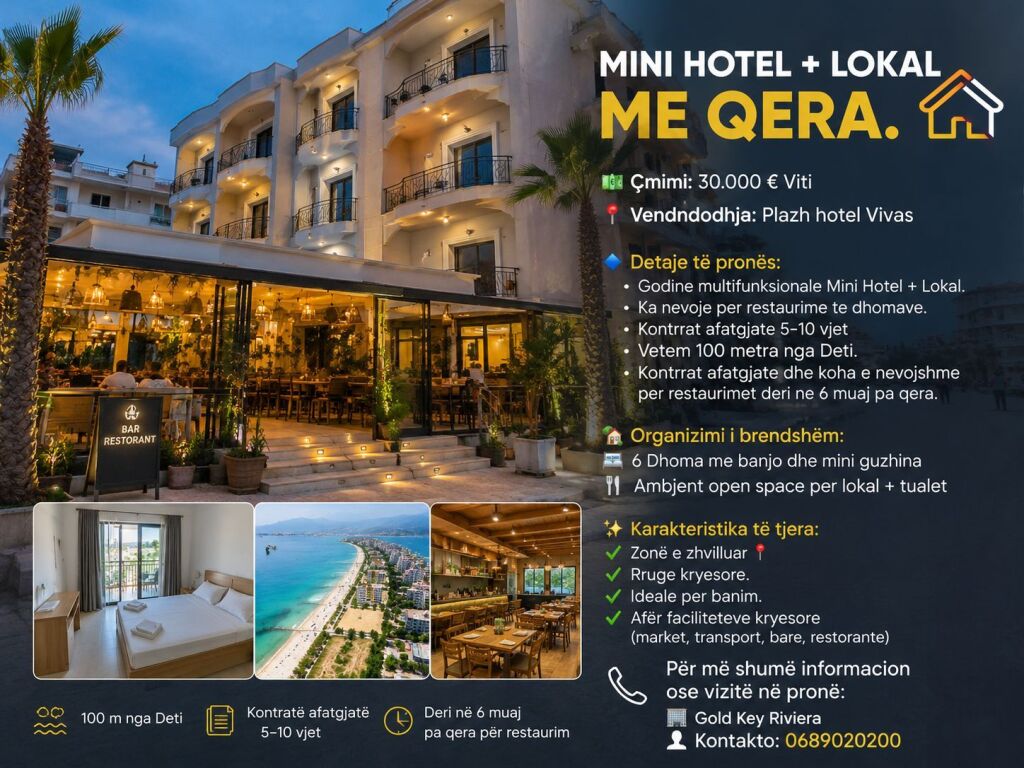 🏡 MINI HOTEL WITH 6 ROOMS + RENTAL PREMISES BEACH DURRES