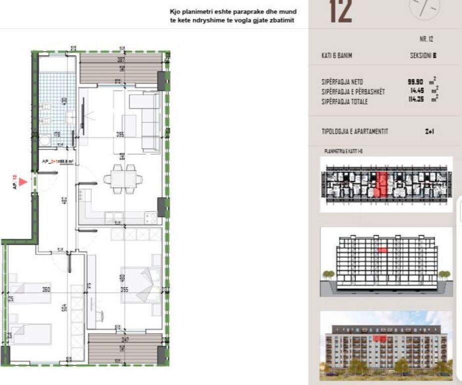 SHITET APARTAMENT 2+1 NË KAMËZ 102,470€