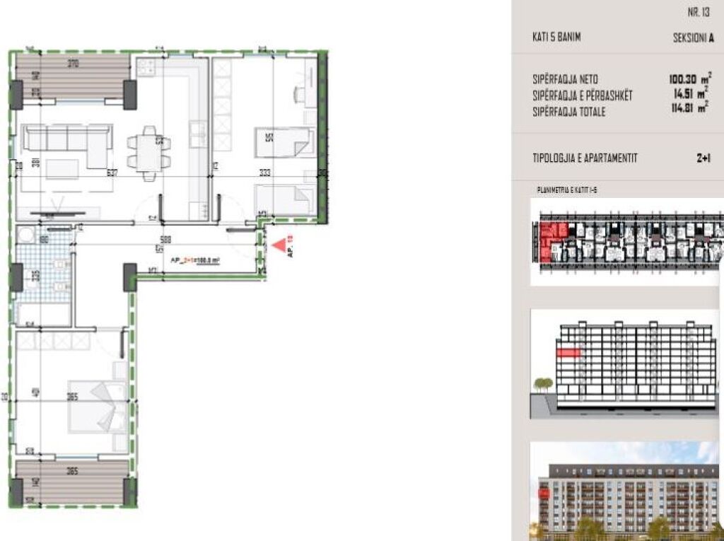SHITET APARTAMENT 2+1 NË KAMËZ 102,881 €