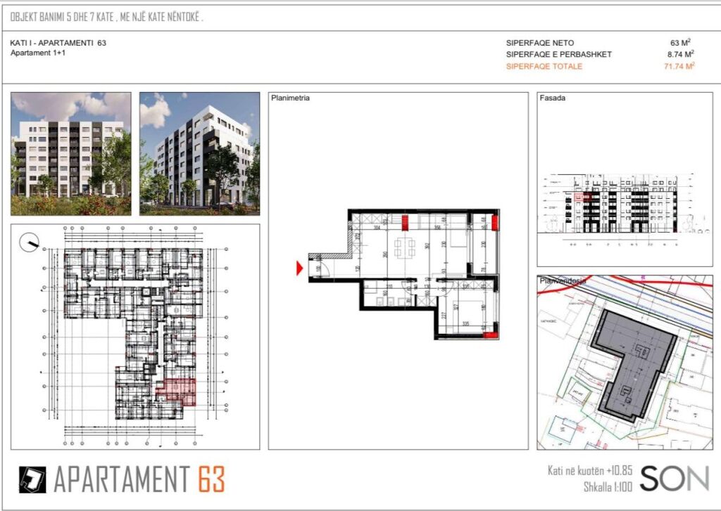 Shitet Ap 1+1📌Paskuqan, Platinium Residence-Ap 71.74 m bruto - Cmimi 120.000 Euro/m2