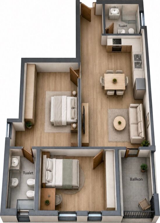 Apartment 2+1+2 for Sale - Former Customs, Tirana Entry 2