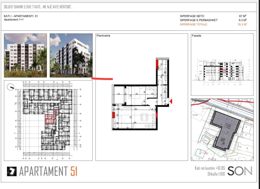Shitet Ap 1+1📌Paskuqan, Platinium Residence-Ap 76.3 m bruto - Cmimi 120.000 Euro/m2