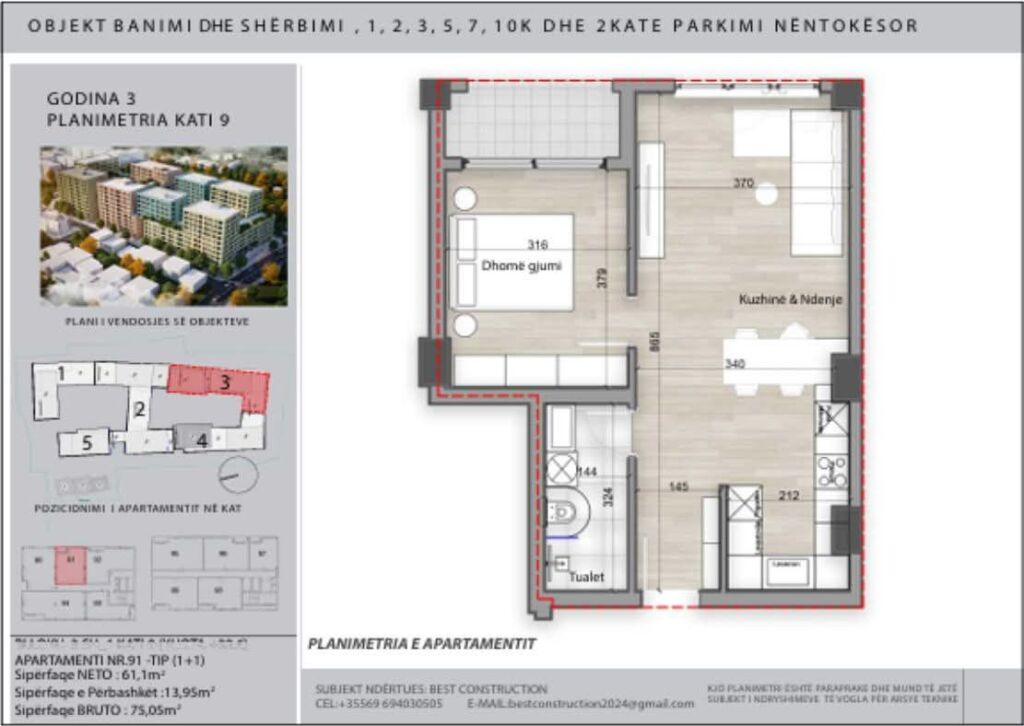 OCCASIONE! APPARTAMENTO 1+1 IN VENDITA - PORCELAN, TIRANA