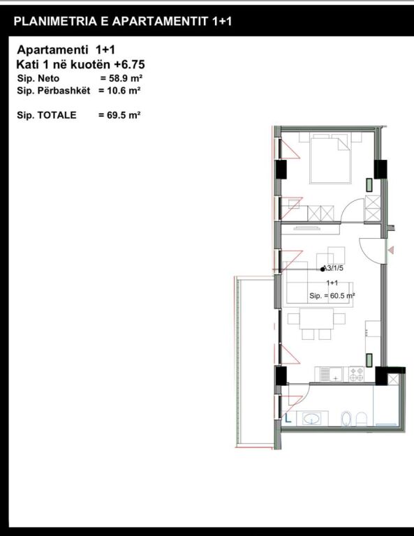 Rent | Apartament 1 + 1 | Rruga Dritan Hoxha | 400 €/month