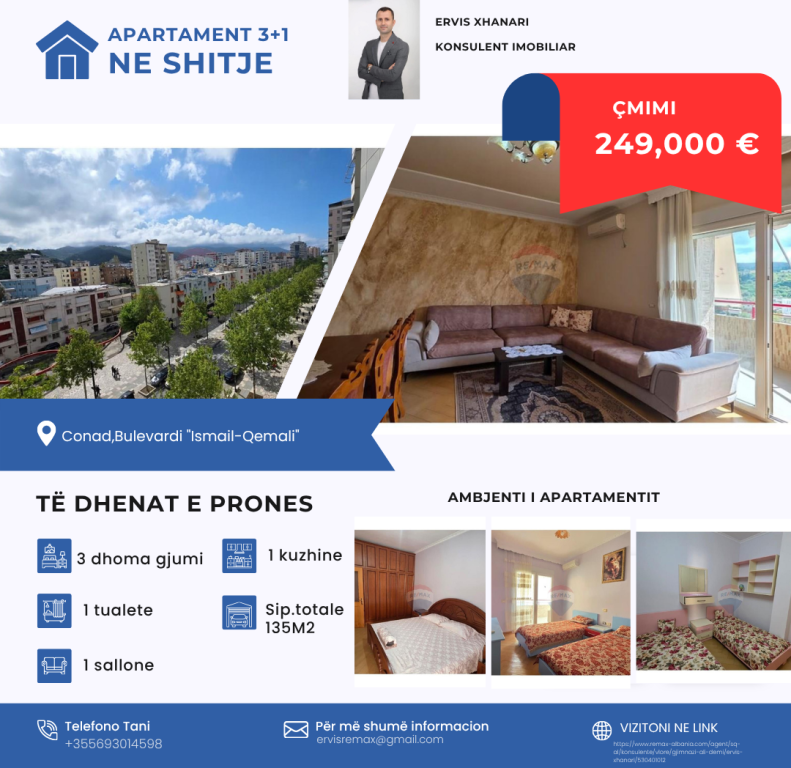 Apartament 3+1 ne shitje,Vlore