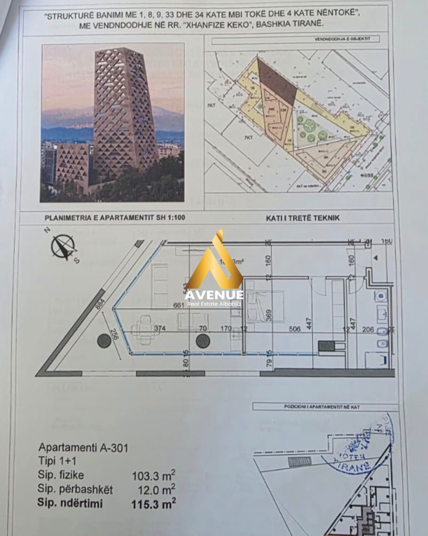 APARTAMENT 1+1 NË SHITJE, TIRANA TOWER