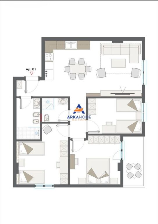 FOR SALE APARTMENT 3+1+BALCONY "NEAR THE NEW BOULEVARD, CLOSE TO THE BIG RING" 158500 EURO