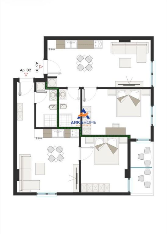 FOR SALE APARTMENT 3+1+BALCONY "NEAR THE NEW BOULEVARD, CLOSE TO THE BIG RING" 158500 EURO