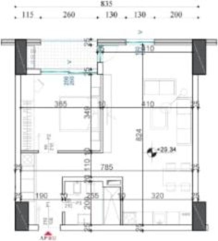 Apartment 1+1 for sale at Shqiponja Square Building.
