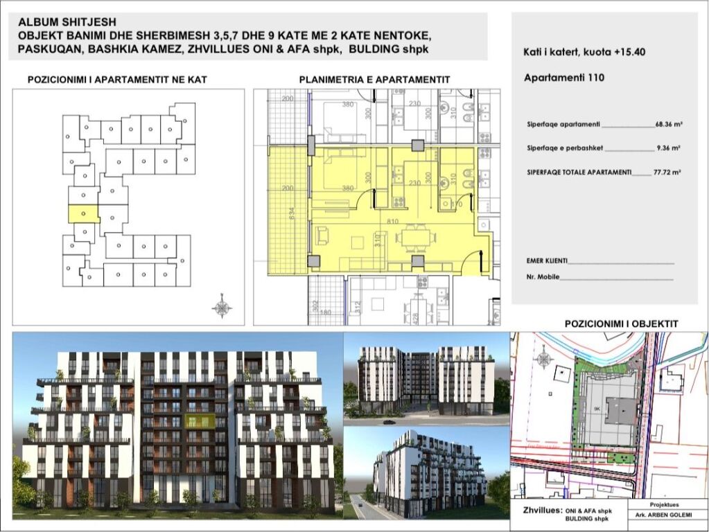Shitet apartament 1+1 Belfior 1 Paskuqan