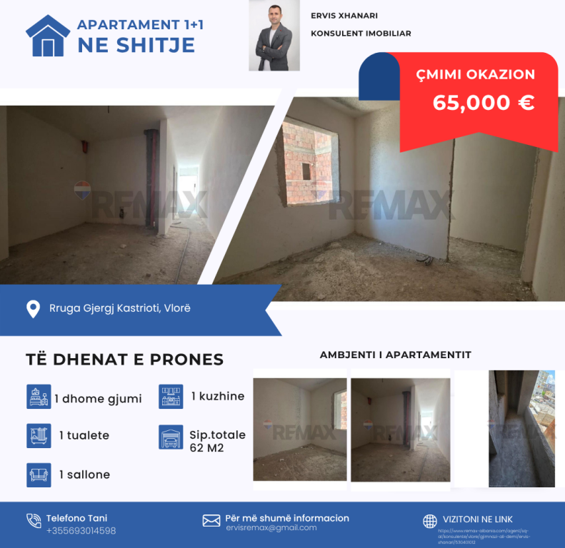 Apartament 1+1 ne shitje