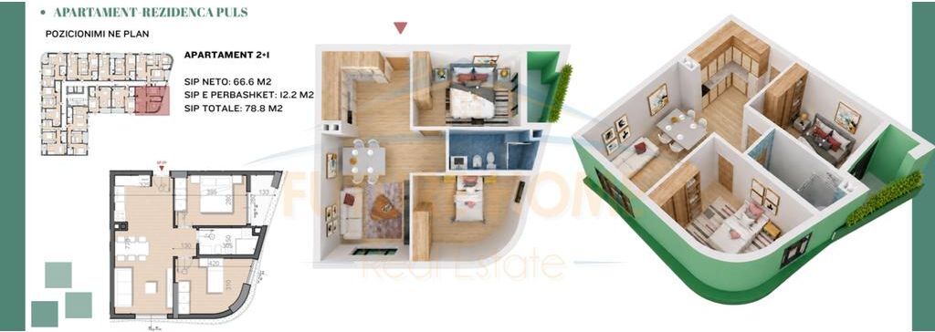 Shitet Apartament 2+1,Rezidenca Puls,Rruga e Dibres
