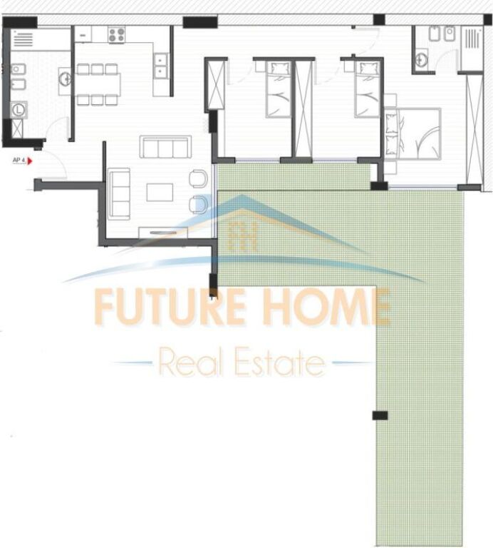 Shitet, Apartament 3+1+2, Kompleksi Green Terrace, Liqeni i Thate