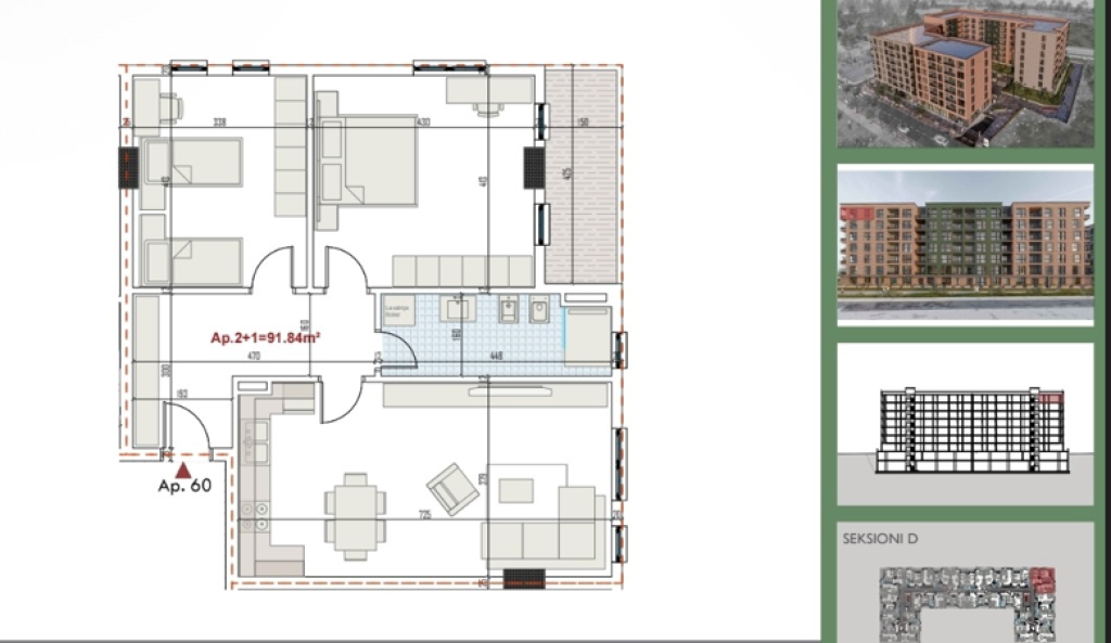 🏡 Shitet Apartament 2+1 – Ringside Residence, Paskuqan