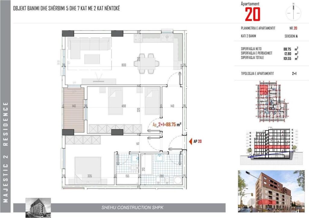 Vendesi in vendita 2+1 a Paskuqan / Presso Majestic Residence 2