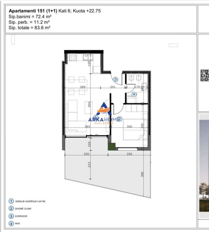 SHITET APARTAMENT 1+1 "KASHAR" 125400 EURO