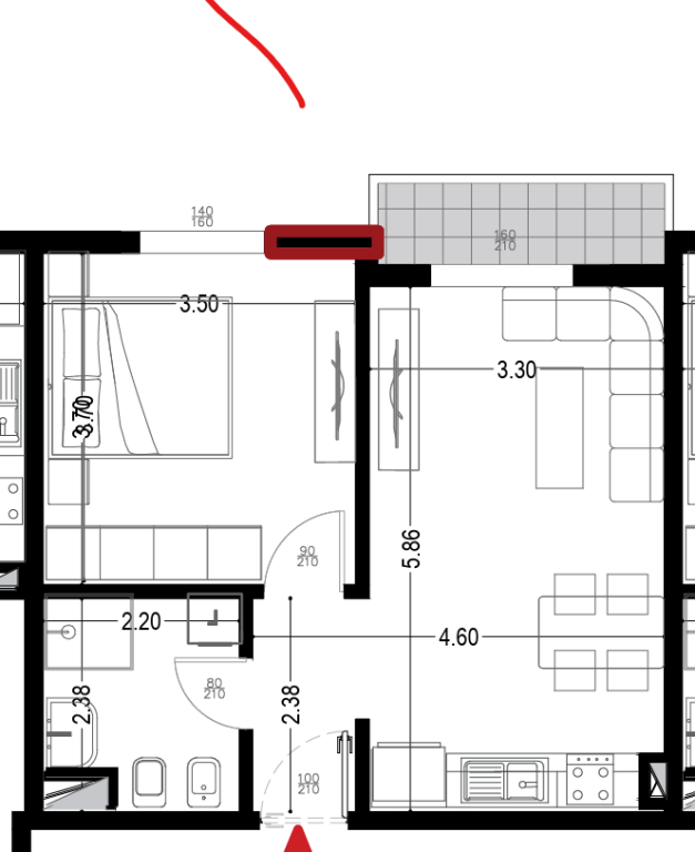 Shitet apartament 1+1 ne Golem!