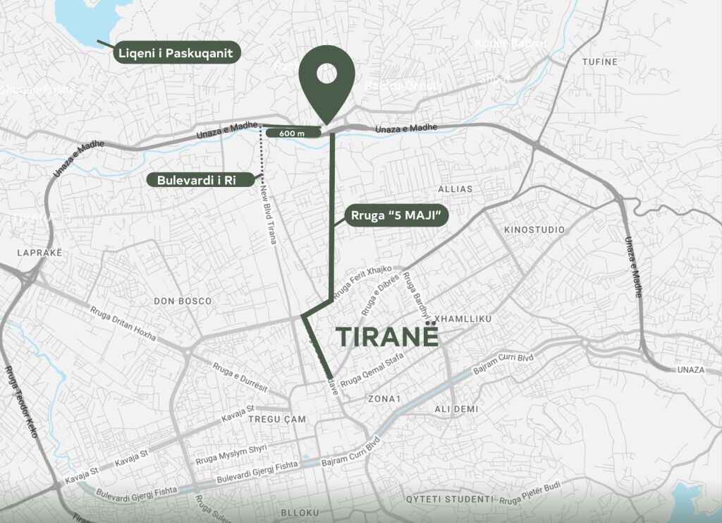 PASKUQAN! APARTAMENT 1+1 PËRBALLË RRUGËS 5 - MAJI DHE PRANË BULEVARDIT TË RI NË PASKUQAN