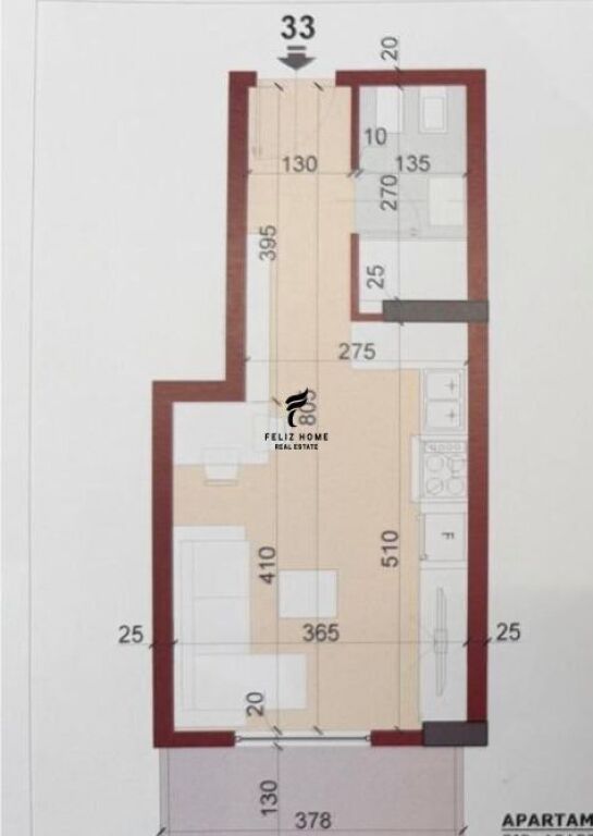 SHITET GARSIONERE 38.3 M2 KINOSTUDIO 83.000 EURO FH-79685